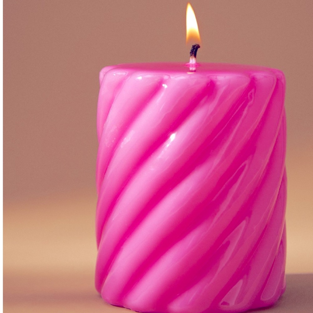 LAST ONE 🔥High Gloss Pillar Candle Hot Pink